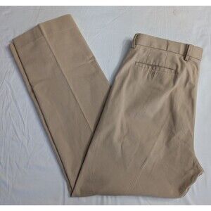 Saks Fifth Avenue Men's Flat Front Dress Trousers, Size 38/33, Tan/Beige